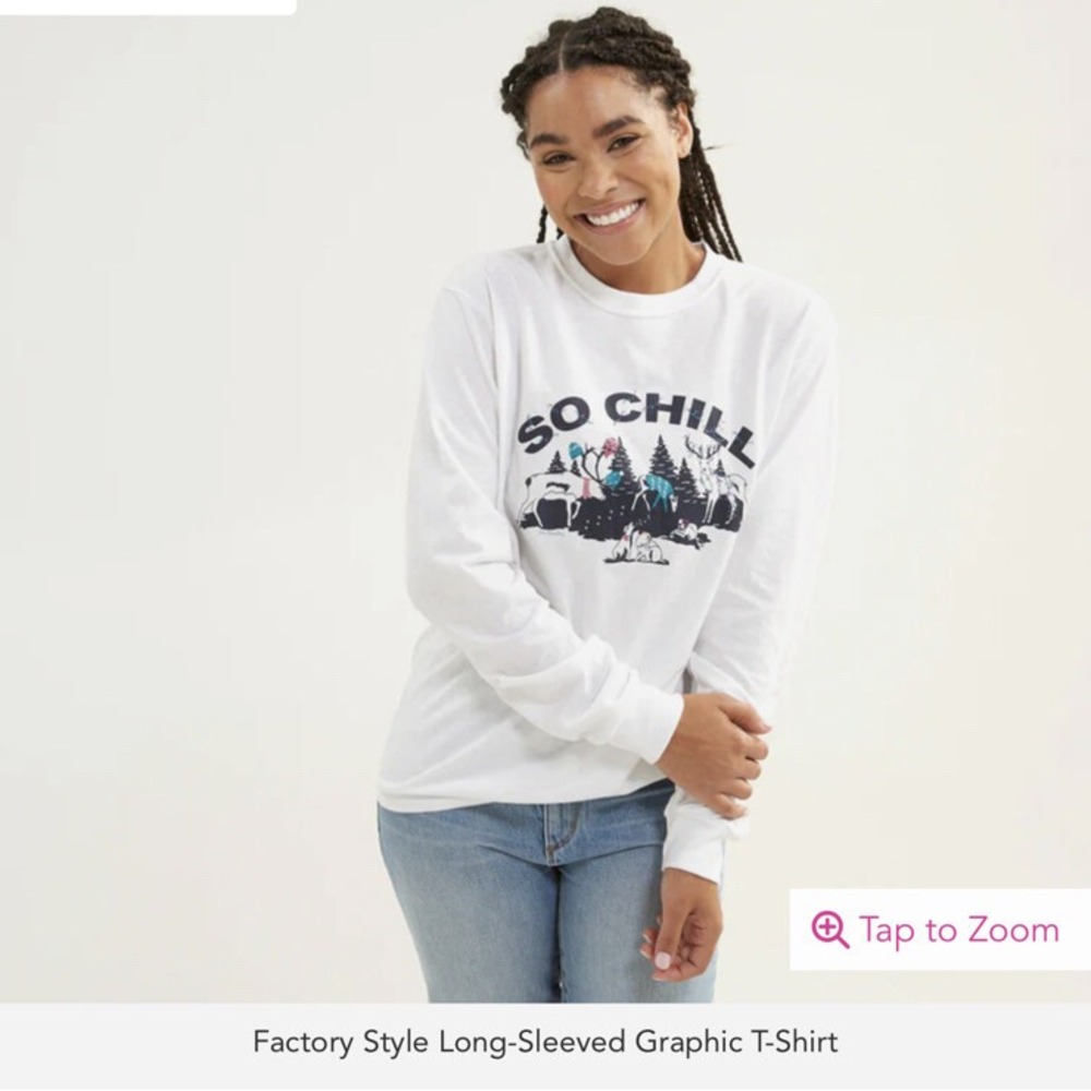 Vera Bradley Long Sleeve Graphic t-shirt So Chill‎ Merry Mischief  White XL NWT